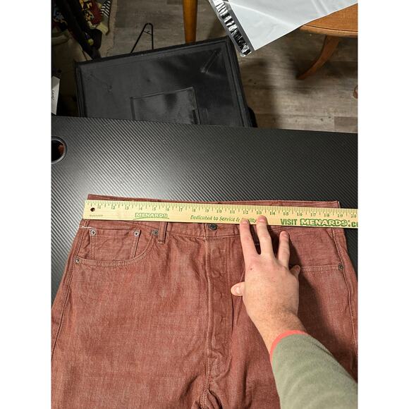 Levi’s 501 White Oak Cone Denim Straight Leg Button Fly Jeans Red 40x34 / 38x33 - Picture 6 of 14